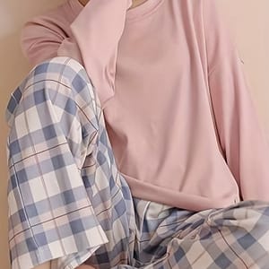Spring And Autumn Casual Long Sleeve Pajama Set, Comfortable Set, Plaid Pajama Set Clothing Shop Online at Dubai Trades