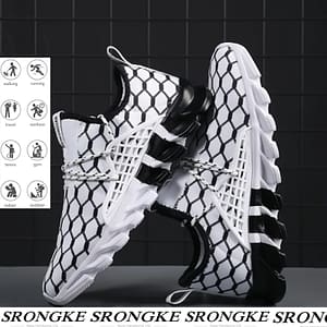 Srongke Men’s Athletic Footwear – Breathable Mesh With Shock-absorbing Tpr Sole, Non-slip, Black & White Checkered Seasons Clothing, Shoes & Jewelry Shop Online at Dubai Trades
