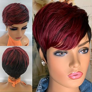 Synthetic New Products Highlight Red Mixed Bob Cut Style Wigs For Women, Heat Resistant Fiber 6inch 150% Density Beauty & Personal Care Shop Online at Dubai Trades