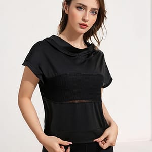 Women’s Breathable Tank Top With Hood – Color Block, Stretchy & Comfortable For Fitness, Running & Outdoor Activities, Black/gray/green, Polyester, Wear Clothing Shop Online at Dubai Trades