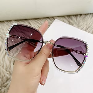 Women’s Rimless Gradient Fashion Glasses | Metal Frame With Rhinestone Embellishments | Trendy Pink-purple Lenses | Fashionable Eyewear For , Casual Accessories Accessories Shop Online at Dubai Trades