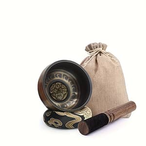 Tibetan Singing Bowls Set – Handcrafted Copper Sound Bowl With Design, Includes Mallet And Drawstring Bag For Yoga, Meditation, Mindfulness, Chakra Balancing – Black Drums & Percussion Shop Online at Dubai Trades