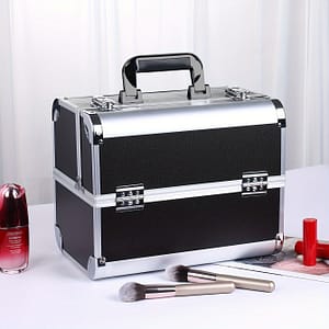 Train Case With Locks – Portable Cosmetic Organizer Box For Women, Multi-compartment Beauty Storage With Shoulder Strap Bags & Cases Shop Online at Dubai Trades