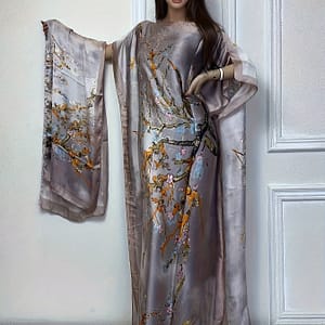 Tree Print Crew Neck Kaftan Dress, Elegant Batwing Sleeve Loose Fit Maxi Dress With A Hijab, Women’s Clothing Clothing, Shoes & Jewelry Shop Online at Dubai Trades