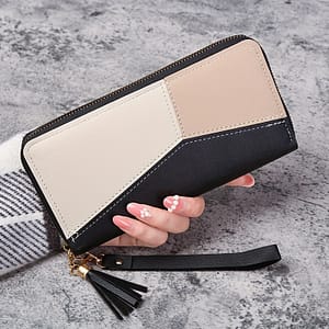 Trendy Colorblock Long Wallet, Zipper Around Coin Purse, Large Capacity Credit Card Holder Trendy Unisex Bag For Daily Use Clothing, Shoes & Jewelry Shop Online at Dubai Trades