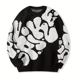 Trendy Pattern Knitted Sweater, Men’s Casual Warm Slightly Stretch Crew Neck Pullover Sweater For Men Clothing Shop Online at Dubai Trades