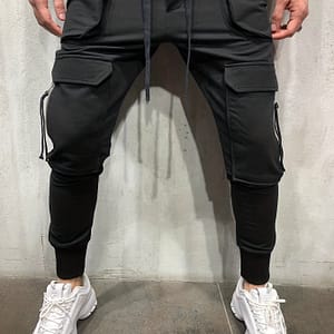 Trendy Solid Cargo Pants, Men’s Multi Flap Pocket Trousers, Loose Casual Outdoor Pants, Men’s Work Pants Outdoors Streetwear Hiphop Style Clothing Shop Online at Dubai Trades