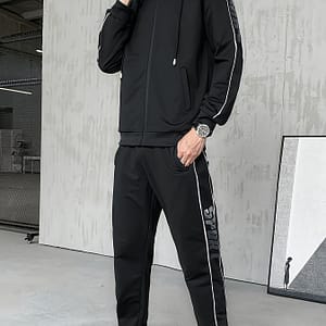 Two-piece Men’s Casual Sports Fashion Zipper 9-point Pants Suit Active Shop Online at Dubai Trades
