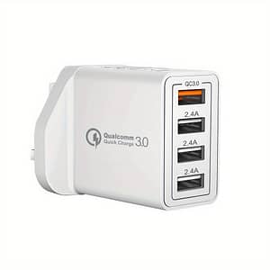 Uk Plug Usb Charger, 4-port Usb Fast Charger Plug 3.0 Wall Charger, Multi Usb Power Adapter Fast Charging For Iphone, For Android Phones, Mobile Phones Cameras Mp3 Etc Accessories Shop Online at Dubai Trades