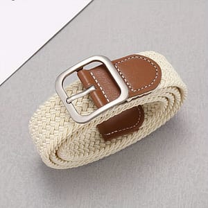 Unisex Elastic Braided Belts For Women Men Classic Square Buckle Waistband Casual Jeans Pants Belt Accessories Shop Online at Dubai Trades