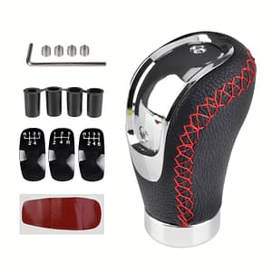 Universal 5-/6- Aluminum Alloy + Pu Leather Gear Shifter Head, Replaceable + 4 Adapters + Installation Tools Automotive Shop Online at Dubai Trades