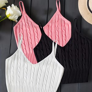 Valentine’s Day V-neck Cable Knit Cami Top 3 Pack, Sleeveless Cami Top, Women’s Clothing Clothing Shop Online at Dubai Trades