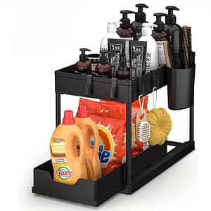 Versatile Double-layer Pull-out Storage Rack For Kitchen & Bathroom – Toiletries, Cosmetics & More – Plastic, Multi-use Organizer Bathroom Storage & Organization Shop Online at Dubai Trades 2