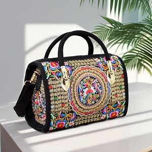Vintage Embroidered Boston Bag, Retro Bohemian Tote Bag, Women’s Handbag & Purse Clothing, Shoes & Jewelry Shop Online at Dubai Trades