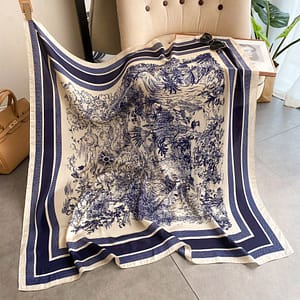 Vintage Floral Damask Large Square Scarf – Retro Print, Polyester Sun Protection Wrap For Women, Versatile Shawl For Casual , Decorative Shawl | Retro Aesthetic | Smooth Texture Accessories Shop Online at Dubai Trades