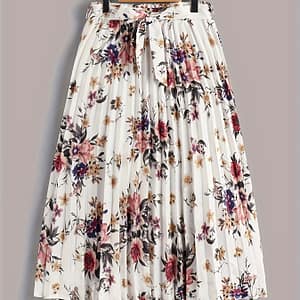 Vintage Floral Print Skirts, Elegant Pleated Tie Waist Daily Skirts, Women’s Clothing Clothing Shop Online at Dubai Trades