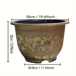 Vintage Floral Resin Planter: 20 Inch, , Indoor/outdoor Use, With No Drainage Holes ( Drilled) – Fish, Water , Or Lotus Gardening & Lawn Care Shop Online at Dubai Trades