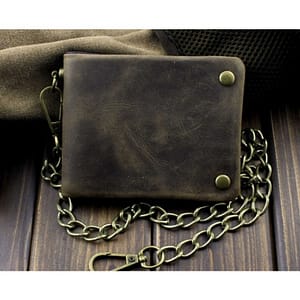 Vintage Genuine Leather Short Wallet, Money Clip Card Holder With Chain, Bifold Horizontal Wallet Coin Purse, Gift For Men Accessories Shop Online at Dubai Trades
