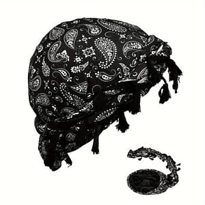 Vintage Headwrap With Tassels – Men’s Fashion Accessory – Lightweight Knit – Printed Design – No Magnetic Features Accessories Shop Online at Dubai Trades