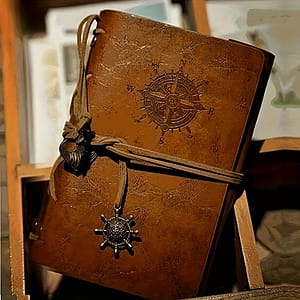Vintage Pirate-themed Spiral Ring Binder Journal – Leather Cover With Compass & Steering Wheel Design, Nautical With Lanyard Closure Calendars, Planners & Personal Organizers Shop Online at Dubai Trades