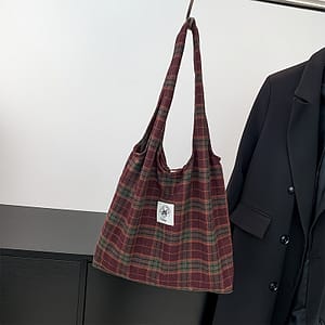 Vintage Plaid Pattern Tote Bag, Retro Shoulder Hobo Bag, Women’s Casual Handbag For Commute Clothing, Shoes & Jewelry Shop Online at Dubai Trades