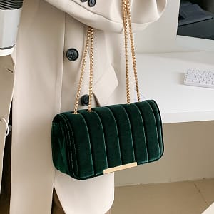 Vintage Textured Velvet Square Shoulder Bag, Solid Color Elegant Chain Bag, Women’s Classic Handbag Wallet Clothing, Shoes & Jewelry Shop Online at Dubai Trades