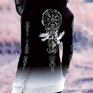 Vintage-inspired Gradient Zip-up Hoodie For Women – Long Sleeve, Polyester, Machine Washable Clothing Shop Online at Dubai Trades