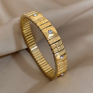 Vintage-inspired Stainless Steel Bracelet With Rhinestone Accents – Fashion Jewelry, Bracelet Bangle, Men Women Bangle Shop Online at Dubai Trades