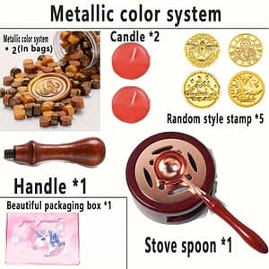 Vintage-style Wax Seal Kit With Wooden Handle Stamp, Stamp, And Assorted Wax Seals – Personalized Gifts And Stationery, Gift Box Accessory|elegant Gift Box| Stamp Material Arts, Crafts & Sewing Shop Online at Dubai Trades 2