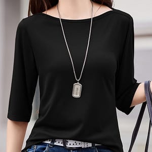 Viscose Women’s Casual Off The Shoulder 3 Quarter Length Sleeve Solid Color Regular Length Knit Tops For Spring/fall Clothing Shop Online at Dubai Trades