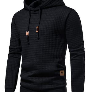 Waffle Pattern Hoodie, Cool Hoodies For Men, Men’s Casual Solid Pullover Hooded Sweatshirt Streetwear For Winter Fall, As Gifts Active Shop Online at Dubai Trades 2
