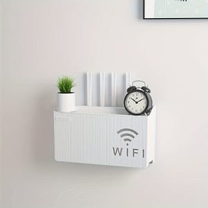 Wall-mounted Router & Tv Top Box Storage Shelf – No-drill, Plastic Organizer For Home Office, Utility Hooks Home & Kitchen Shop Online at Dubai Trades