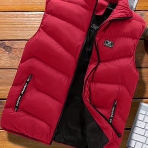 Warm Winter Vest, Men’s Casual Zipper Pockets Stand Collar Zip Up Vest For Fall Winter Clothing Shop Online at Dubai Trades