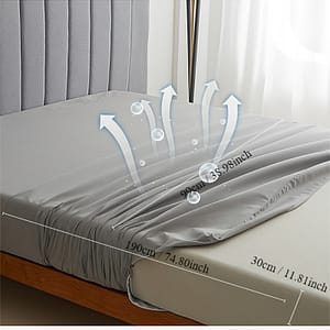 Waterproof Gray Zippered Mattress Protector – Soft Brushed Fabric, Six-sided Protection, 30″ Deep, Solid Bed Cover For & Durability, Mattress Protector Waterproof Bedding Shop Online at Dubai Trades