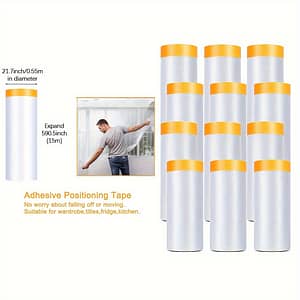 Waterproof Polyvinyl Chloride Painter’s Tape – 12 Pack, Adjustable Height & Foldable With Removable Cover, Pre-adhesive Masking Paper Rolls For Car Painting & Home Decoration Adhesive Tapes Shop Online at Dubai Trades