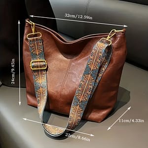 Wide Geometric Strap Bag, Large Capacity Crossbody Bag For Girls, Retro Fashion Shoulder Bag Clothing, Shoes & Jewelry Shop Online at Dubai Trades