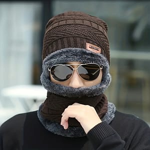 Winter Beanie And Soft Scarf Set – Thick, Warm Polyester Knit With Leather-like Patch, Machine Washable – Ideal Gift For Cold Weather Accessories Shop Online at Dubai Trades
