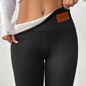 Winter Warm Plush Leggings, Thermal Casual Stretchy Black Leggings For Fall & Winter, Women’s Clothing Clothing Shop Online at Dubai Trades