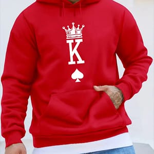 With Crown Print Hoodie, Cool Hoodies For Men, Men’s Casual Graphic Design Pullover Hooded Sweatshirt With Kangaroo Pocket Streetwear For Winter Fall, As Gifts Active Shop Online at Dubai Trades