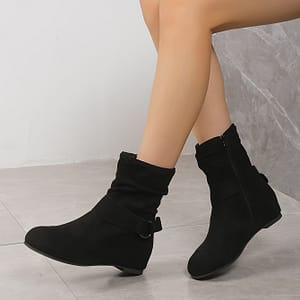 Women’ Color Stylish Boots, Buckle Belt Side Zipper Pull On Comfort Boots, Round Toe Boots Ankle & Bootie Shop Online at Dubai Trades