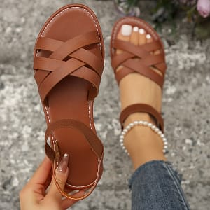 Women’ Color Stylish Sandals, Crisscross Bands Lightweight Flat Walking Shoes, Clothing, Shoes & Jewelry Shop Online at Dubai Trades