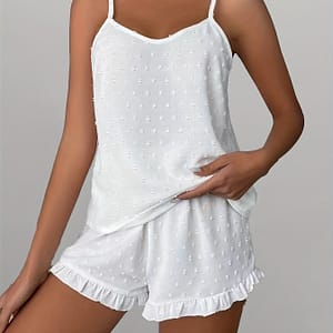 Women’ Off-shoulder Pajama Set – Comfortable, With Shorts, Polyester Fabric, Spring/summer/fall, Relaxed Fit, Casual Wear| Shorts|polyester Fabric Clothing Shop Online at Dubai Trades
