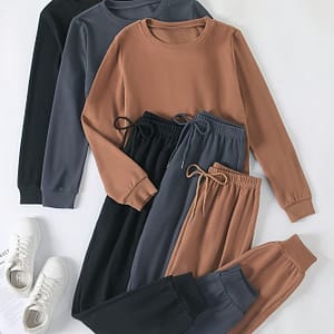 Women’ Suit Set Of 3 With Long Sleeves And Trousers In Corduroy Fabric Active Shop Online at Dubai Trades