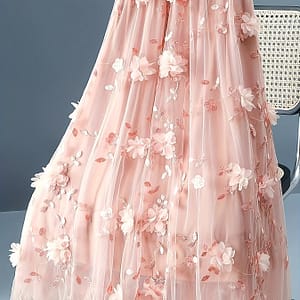 Mesh Overlay Spaghetti Strap Dress, Elegant Sleeveless Slim Fit Ankle Length Slip Dress For Party & Banquet, Women’s Clothing Clothing Shop Online at Dubai Trades 5