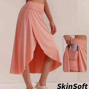 Women’s Athletic Asymmetrical Split Skirt, Casual , Flowy A-line Culottes, High-waisted With Mid-calf Length, Fit For Running & Activities Active Shop Online at Dubai Trades