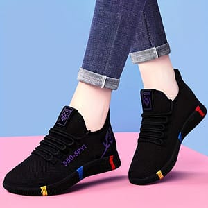 Women’s Breathable Knit Sneakers, Casual Lace Up Outdoor Shoes, Comfortable Low Top Sport Shoes Clothing, Shoes & Jewelry Shop Online at Dubai Trades