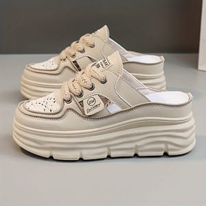 Women’s Breathable Platform Mule Sneakers, Casual Cutout Design Lace Up Shoes, Comfortable Summer Shoes Clothing, Shoes & Jewelry Shop Online at Dubai Trades