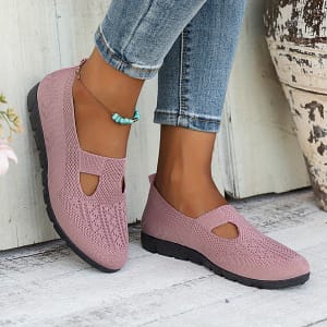 Women’s Breathable Slip-on Flats – Comfortable Flat Shoes For Moms, Fabric Loafers With Rubber Sole, Available In Black, Purple, Pink, And Maroon Athletic Shop Online at Dubai Trades 2