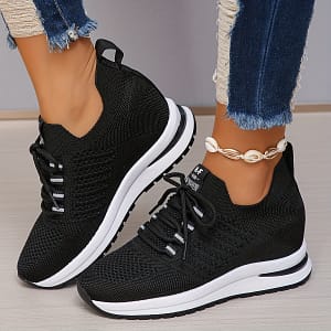 Women’s Breathable Wedge Height Increasing Sneakers, Platform Lace Shoes, Breathable Low-top Casual Sports Shoes Clothing, Shoes & Jewelry Shop Online at Dubai Trades