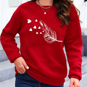 Women’s Casual Crew Neck Sweatshirt With Geometric Print, 100% Polyester Knit Fabric, , 250gsm – Spring/autumn Fashion Top Clothing Shop Online at Dubai Trades